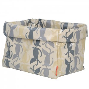 Maisie oilcloth dog toy storage basket in Rufus fabric by Poppy & Rufus